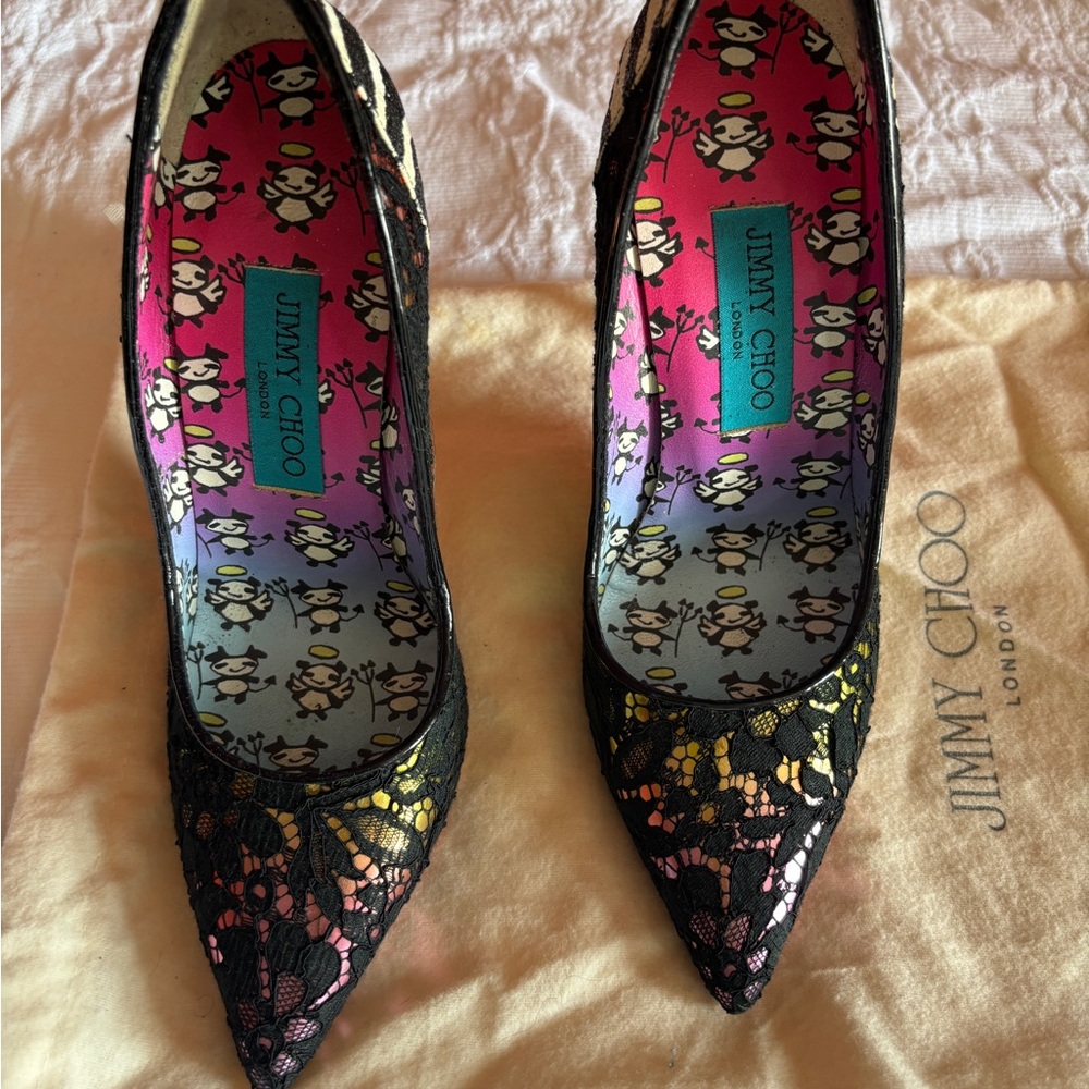 Jimmy Choo Multicolor Lace Heels